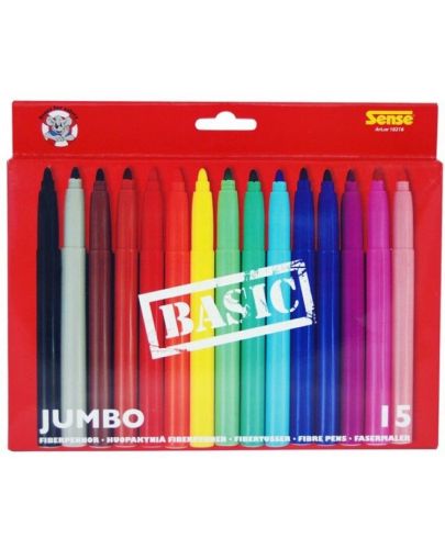 Цветни флумастери Sense Basic – Jumbo, 15 броя - 1