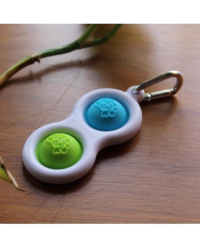 Сензорна играчка-ключодържател Tomy Fat Brain Toys - Simple Dimple, синя/зелена - 2