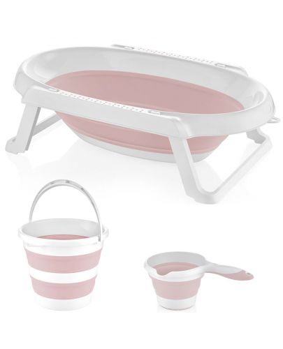 Сгъваем комплект за къпане от 5 части BabyJem - Розов - 1