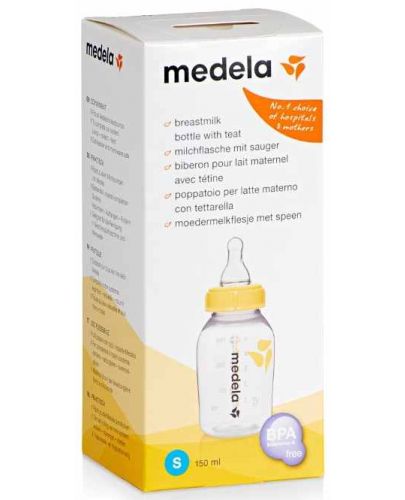 Шише с биберон Medela - S, slow flow, 150 ml - 5