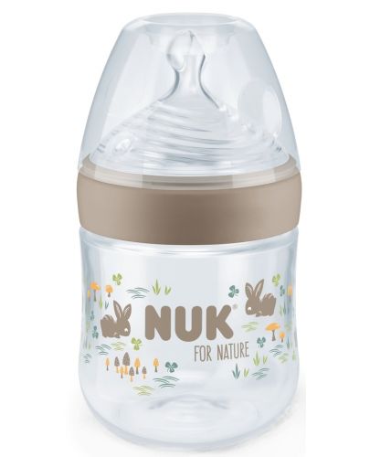 Шише със силиконов биберон NUK for Nature - 150 ml, размер S, Бежово - 1