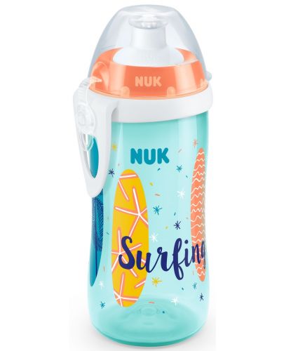 Шише с клапа Nuk - Junior Cup, Beach Time, 300 ml, оранжево - 1