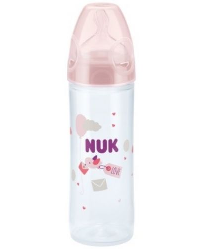 Шише Nuk - New Classic, със силиконов биберон, 250 ml, розово фламинго - 1