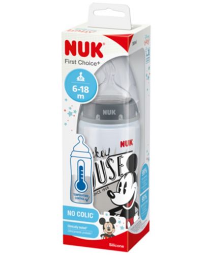 Шише Nuk -First Choice, TC, PP, 300 ml, Mickey Mouse - 1