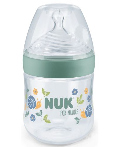 Шише със силиконов биберон NUK for Nature - 150 ml, размер S, Зелено  - 1