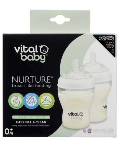 Шишета за хранене Vital Baby - Anti-Colic, 240 ml, 0+ месеца, 2 броя - 5