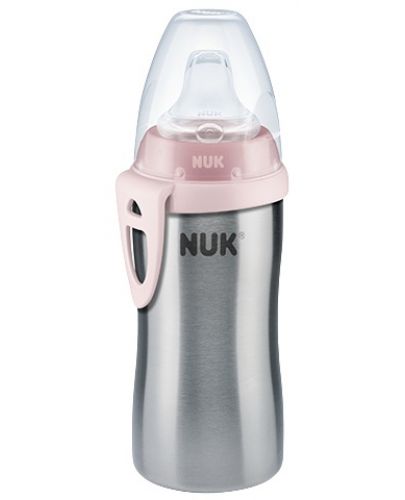 Шише със силиконов накрайник Nuk - Active Cup, с термо ефект, 215 ml, розово - 1