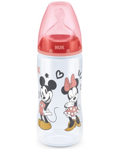 Шише Nuk First Choice - Mickey Mouse, със силиконов биберон, 300 ml, за момиче - 1