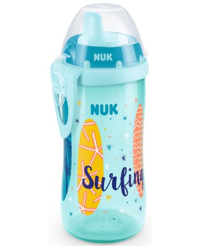 Шише с твърд накрайник Nuk - Kiddy Cup, 300 ml, Beach Time/синьо - 1