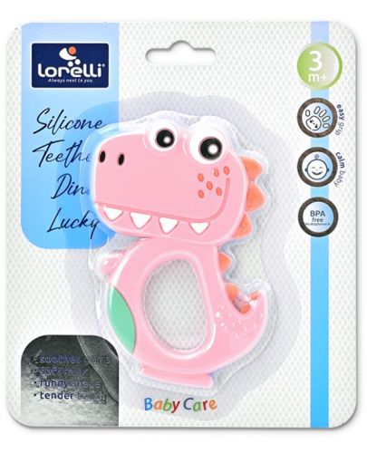 Силиконова гризалка Lorelli Baby Care - Дино Lucky, розова - 2