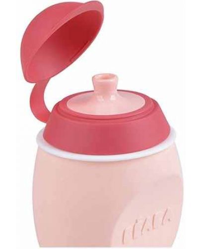 Силиконово шише за многократна употреба Beaba - BabySqueez, 180 ml, розово - 4