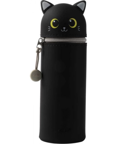 Силиконов калъф за бутилка I-Total - Cat, Black  - 1