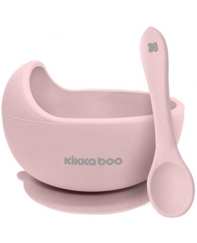 Силиконова купа с лъжица Kikka Boo - Yummy, Pink - 1
