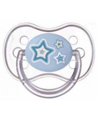 Силиконова залъгалка Canpol - Newborn Baby, с форма на черешка, 6-18 месеца, синя - 1