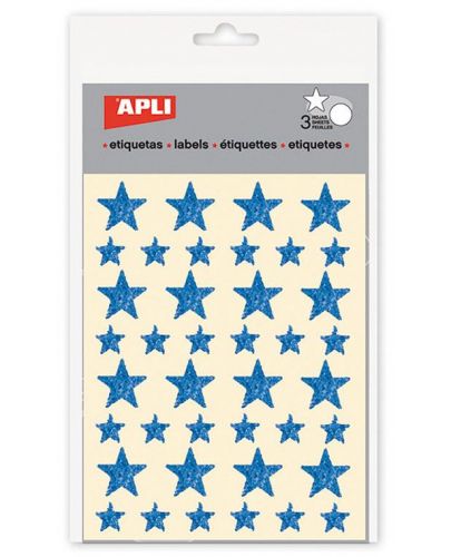Комплект стикери APLI - Звездички, син звезден прах, 3 листа - 1