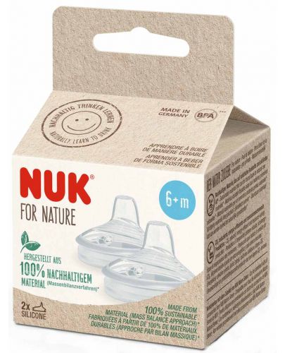 Силиконови накрайници за шише NUK for Nature - 6+ месеца, 2 броя - 2