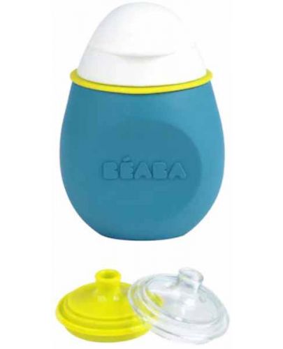 Силиконово шише за многократна употреба Beaba - BabySqueez, 180 ml, Синьо - 2
