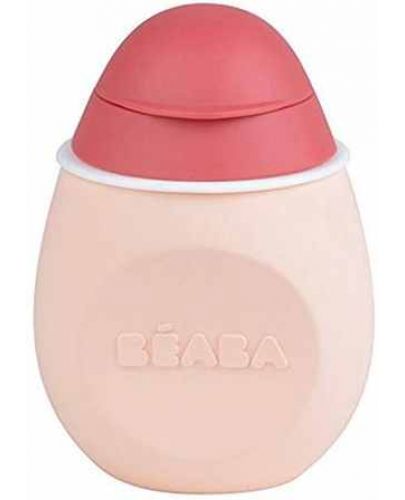 Силиконово шише за многократна употреба Beaba - BabySqueez, 180 ml, розово - 1