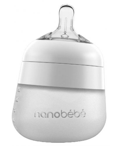 Силиконова бутилка Nanobebe - Flexy, 150 ml, бяла - 1