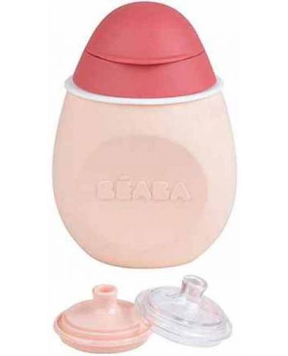 Силиконово шише за многократна употреба Beaba - BabySqueez, 180 ml, розово - 2