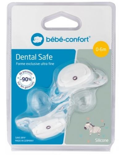 Силиконови залъгалки Bebe Confort - Dental Safe, 2 броя, 0-6 месеца - 2