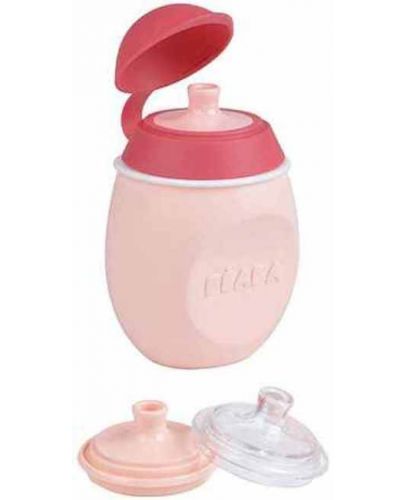 Силиконово шише за многократна употреба Beaba - BabySqueez, 180 ml, розово - 3