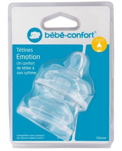 Силиконови резервни биберони Bebe Confort - Emotion, 2 броя, 0-12м - 1