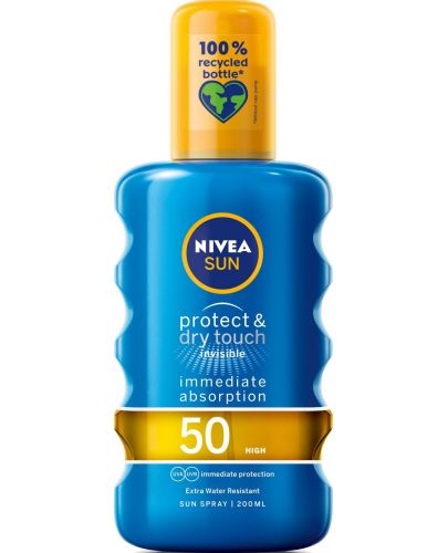 Nivea Sun Слънцезащитен спрей Protect & Dry, SPF 50, 200 ml - 1