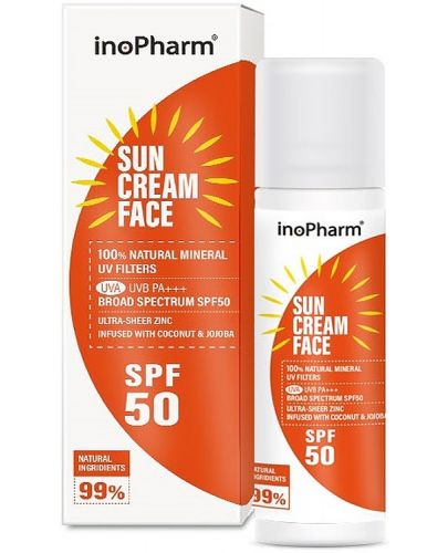 InoPharm Слънцезащитен крем за лице, SPF 50, 35 g - 1