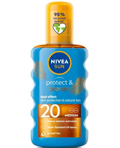 Nivea Sun Слънцезащитно олио Protect & Bronze, SPF20, 200 ml - 1