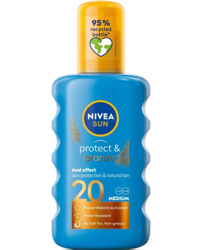Nivea Sun Слънцезащитен спрей Protect & Bronze, SPF 20, 200 ml - 1