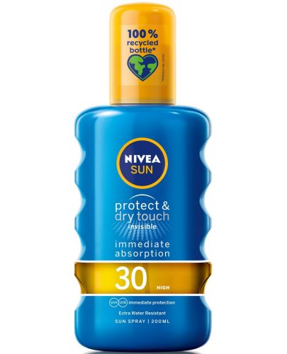 Nivea Sun Слънцезащитен спрей Protect & Dry Touch, SPF 30, 200 ml - 1