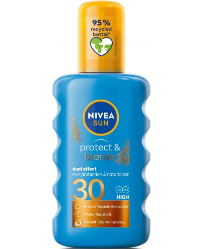 Nivea Sun Слънцезащитен спрей Protect & Bronze, SPF 30, 200 ml - 1