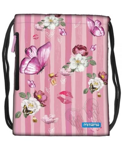 Спортна торба Mitama - Pink Flowers, с подарък ключодържател - 2