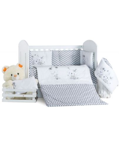 Спален комплект Dizain Baby - Зиг заг и зайчета, 5 части, 70 х 140 - 1