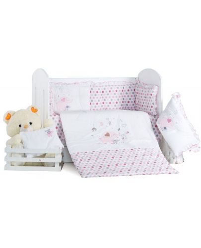 Спален комплект с балдахин Dizain Baby - Бебе слонче, розов, 8 части, 60 х 120 - 1