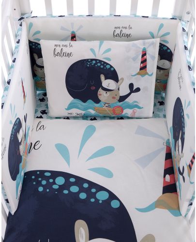 Спален комплект от 6 части за бебешко креватче KikkaBoo Happy Sailor - 70 x 140 cm - 3