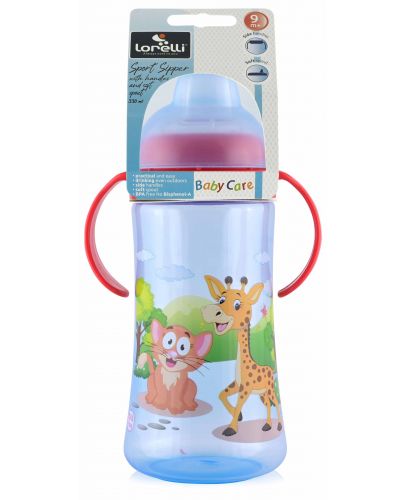 Спортна бутилка с дръжки и мек накрайник Lorelli Baby Care - 330 ml, Синя - 2