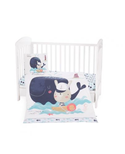 Спален комплект от 5 части за бебешко креватче Kikka Boo Happy Sailor - 1