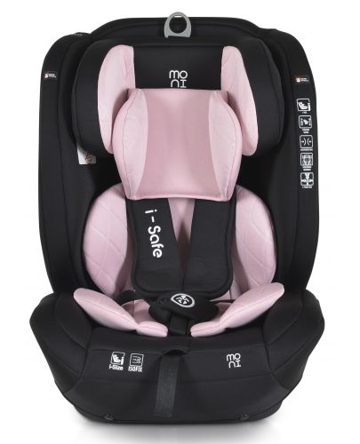 Стол за кола Moni - i-Safe, i-Size, IsoFix, 76-150 cm, розов + подарък играчка - 2