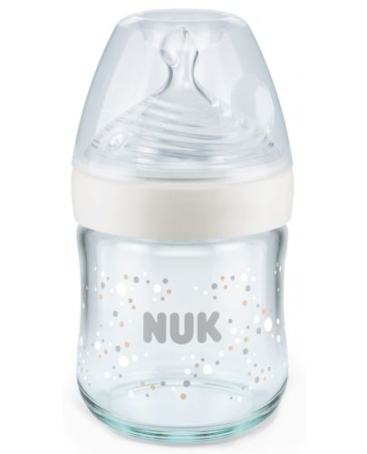 Стъклено шише NUK Nature Sense - Temperature control, Softer, 120 ml, бяло - 1