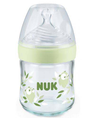 Стъклено шише NUK Nature Sense - Temperature control, Softer, 120 ml, зелено - 1