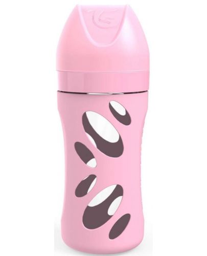 Стъклено шише против колики Twistshake - Розово, 260 ml - 1