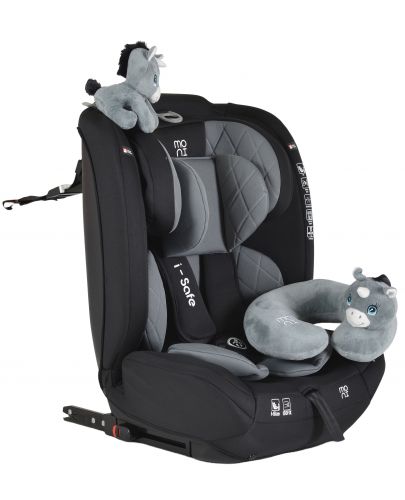 Стол за кола Moni - i-Safe, i-Size, IsoFix, 76-150 cm, сив + подарък играчка - 1