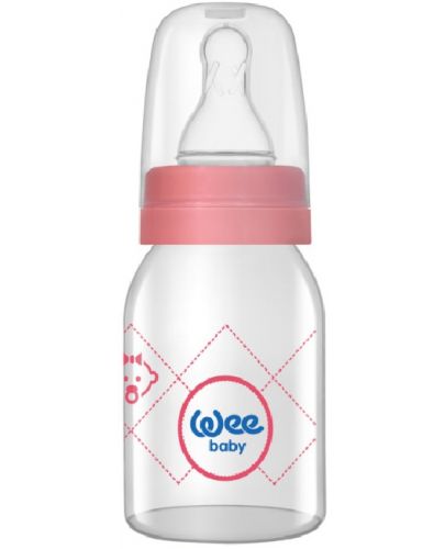 Стъклено шише Wee Baby Classic, 125 ml, розово - 2