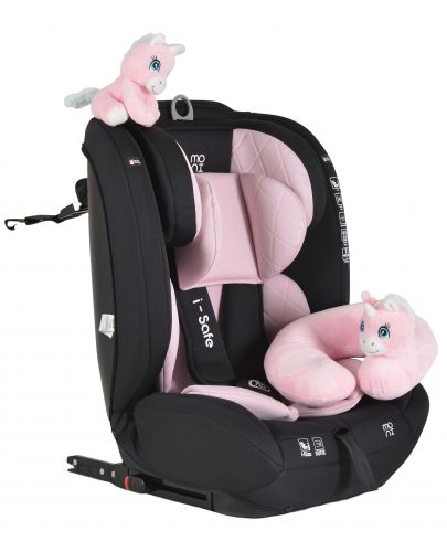 Стол за кола Moni - i-Safe, i-Size, IsoFix, 76-150 cm, розов + подарък играчка - 1