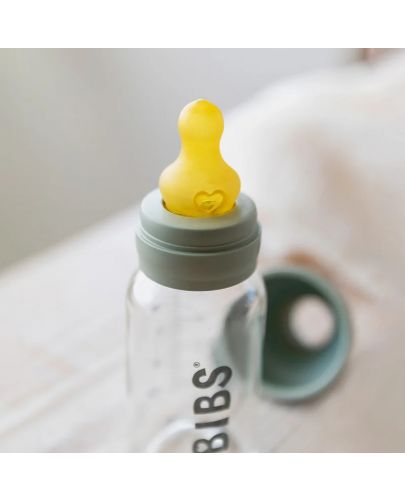 Стъклена бебешка бутилка с аксесоари Bibs - 110 ml, зелена - 2