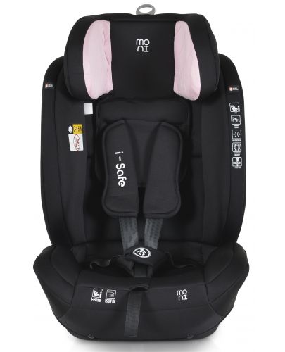 Стол за кола Moni - i-Safe, i-Size, IsoFix, 76-150 cm, розов + подарък играчка - 3