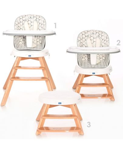 Столче за хранене с ротация Lorelli - Napoli, Grey Hexagons - 5