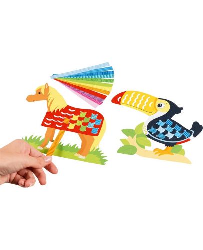 Стан с хартиени ленти Goki - Конче, риба, костенурка и тукан - 1